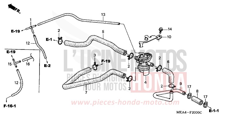 COMMANDE INJECTION D'AIR SOUPAPE de VTX1300S DURANGO RED METALLIC (R274) 2003