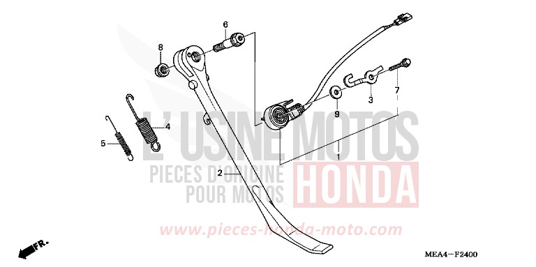 BEQUILLE LATERALE de VTX1300S DURANGO RED METALLIC (R274) de 2003
