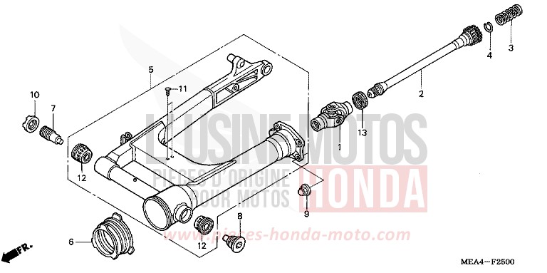 BRAS OSCILLANT de VTX1300S DURANGO RED METALLIC (R274) de 2003