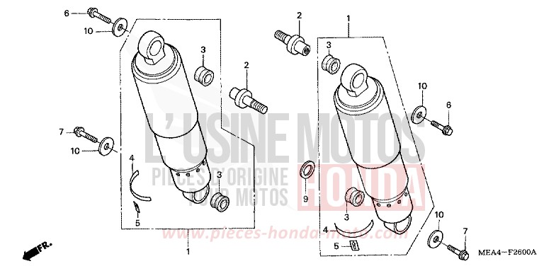 COUSSIN ARRIERE de VTX1300S DURANGO RED METALLIC (R274) de 2003