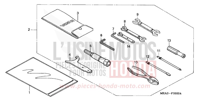 OUTILS de VTX1300S DURANGO RED METALLIC (R274) 2003
