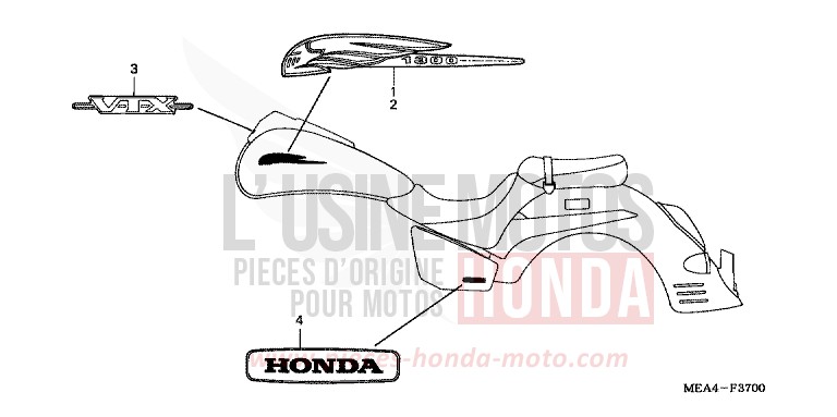 EMBLEME/MARQUE de VTX1300S DURANGO RED METALLIC (R274) de 2003