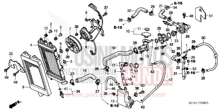 RADIATEUR de VTX1300S DURANGO RED METALLIC (R274) 2004