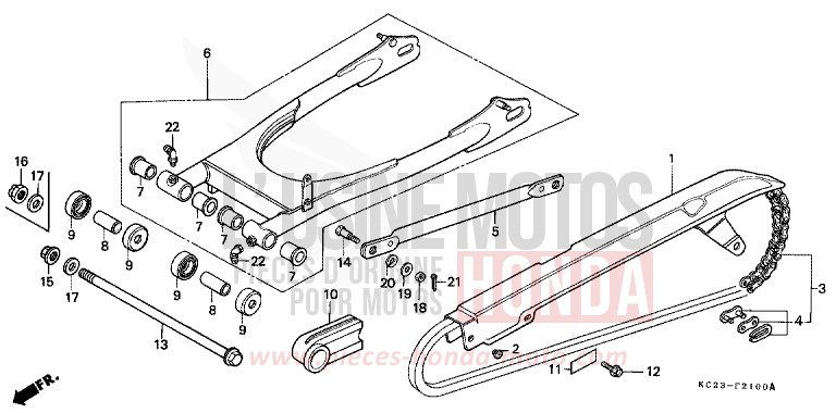 BRAS OSCILLANT/CARTER DE CHAINE de CM125C CANDY GLORY RED-U (R101) de 1988