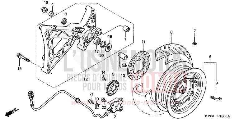 ROUE ARRIERE de JAZZ ACCURATE SILVER METALLIC (NH146) de 2001