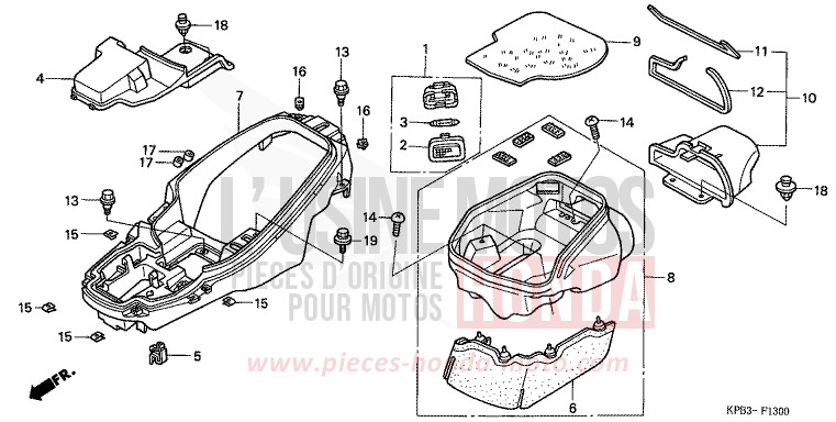 COMPARTIMENT A BAGAGES (NSS2501/NSS250A) de JAZZ LAPIS BLUE METALLIIC (PB257) de 2001