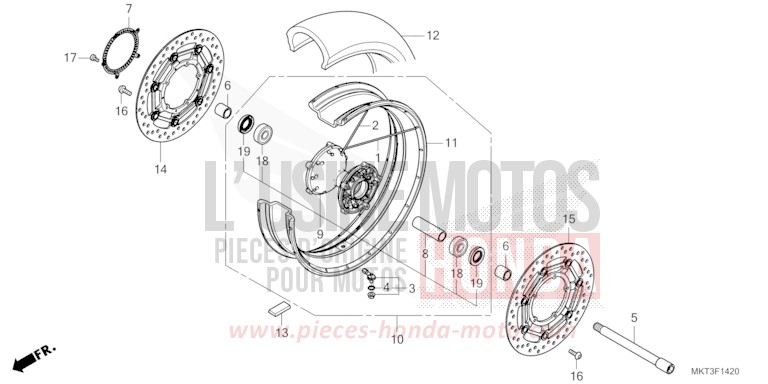 ROUE AVANT de X-ADV MAT BETA SILVER METALLIC (NHC08) de 2021