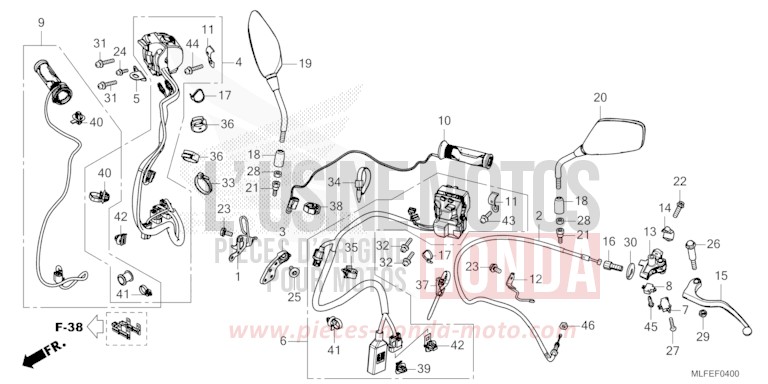 CONTACTEUR DE POIGNEE/LEVIER/CABLE/MIROIR (NT1100A) de NT1100 GUNMETAL BLACK METLLIC (NHC52) 2025