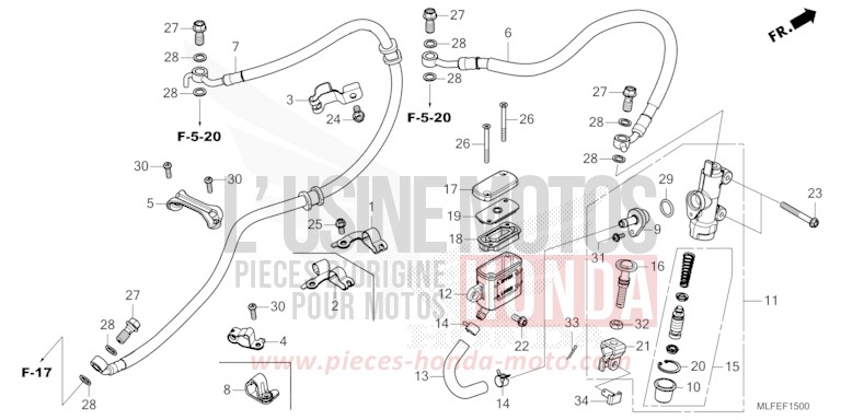 REAR BRAKE MASTER CYLINDER de NT1100 MAT WARM ASH METALLIC (YR386) 2025