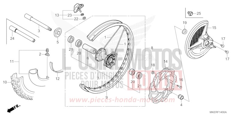 ROUE AVANT de CRF450R EXTREME RED (R292) 2025