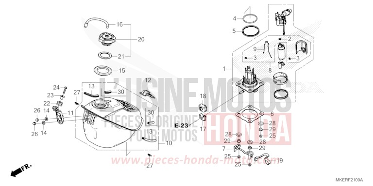 RESERVOIR A CARBURANT (CRF450R/RWE) de CRF450R EXTREME RED (R292) 2025