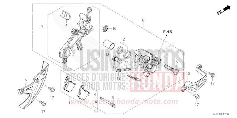 ETRIER DE FREIN ARRIERE de CRF450R EXTREME RED (R292) 2025
