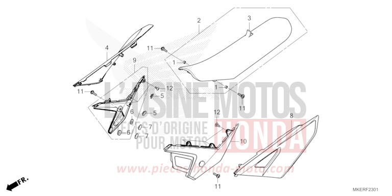 SIEGE/COUVERCLE LATERAL (CRF450RS/RWES/RXS) de CRF450R EXTREME RED (R292) 2025