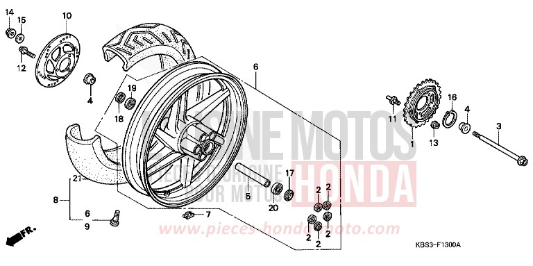ROUE ARRIERE de NSR125R BLACK (NH1E) 1999