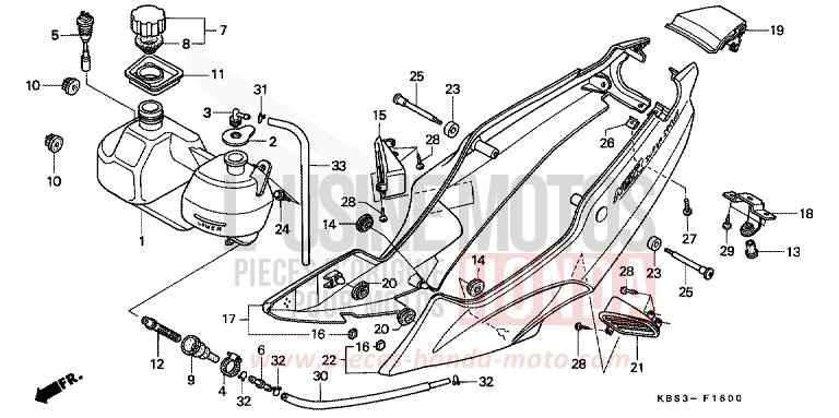 COUVERCLE LATERAL/RESERVOIR D'HUILE de NSR125R SPARKLING RED (R127V) 1999