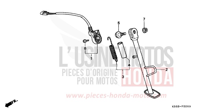 BEQUILLE LATERALE de NSR125R SPARKLING RED (R127V) 1999