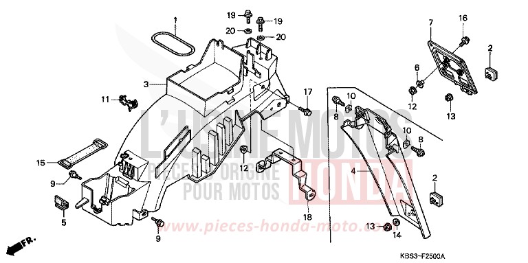 GARDE-BOUE ARRIERE de NSR125R NOIR (NH1D) 2000