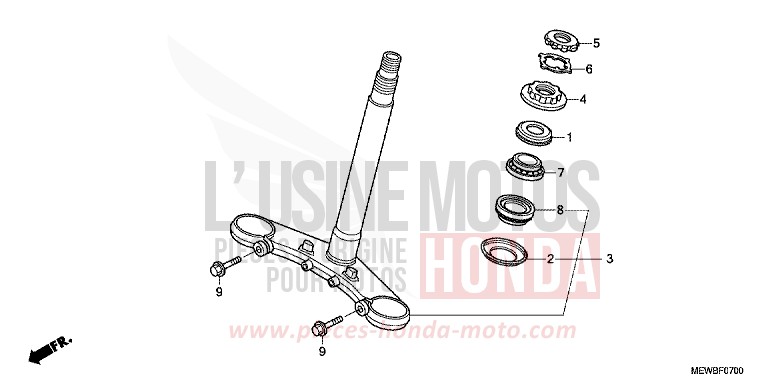 TIGE DE DIRECTION de Deauville CARNELIAN RED METALLIC (R296) de 2011