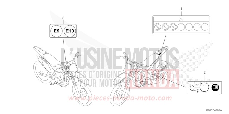 Code R292 Red ETIQUETTE DE PRECAUTIONS de CRF125FB
