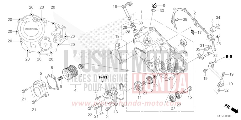 PANNEAU CARTER-MOTEUR D. de CRF300LA EXTREME RED (R292) 2023