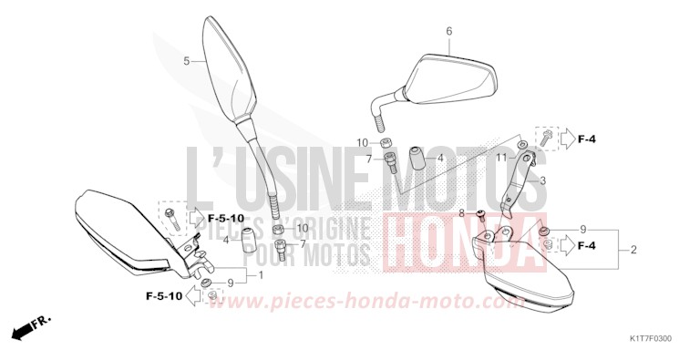 MIROIR/PROTEGE-DOIGTS de CRF300LA EXTREME RED (R292) 2023