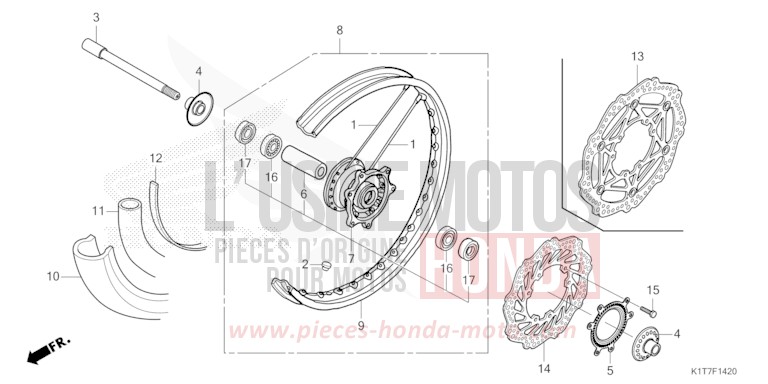 ROUE AVANT de CRF300LA EXTREME RED (R292) 2023