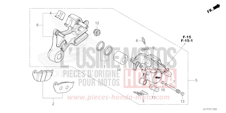 ETRIER DE FREIN ARRIERE de CRF300LA EXTREME RED (R292) 2023