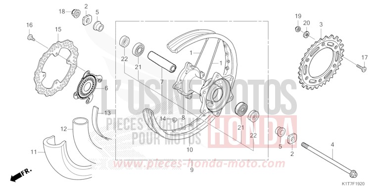 ROUE ARRIERE de CRF300LA EXTREME RED (R292) 2023