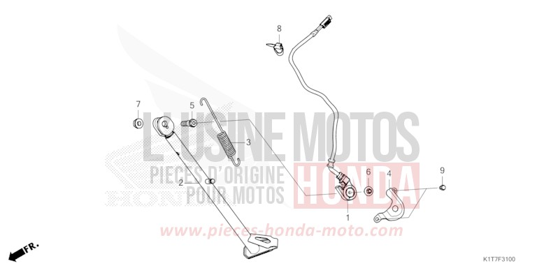 BEQUILLE LATERALE de CRF300LA EXTREME RED (R292) 2023