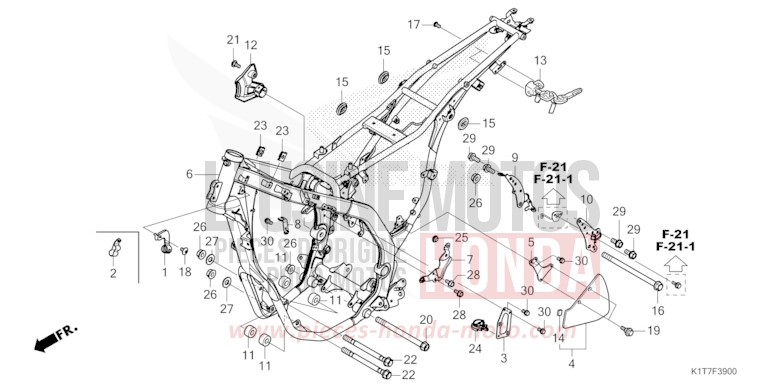 CARROSSERIE DE CHASSIS de CRF300LA EXTREME RED (R292) 2023