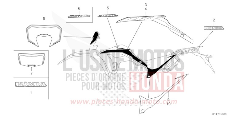 MARQUE/RAYURE (CRF250L/LA,CRF300L/LA) de CRF300LA EXTREME RED (R292) 2023