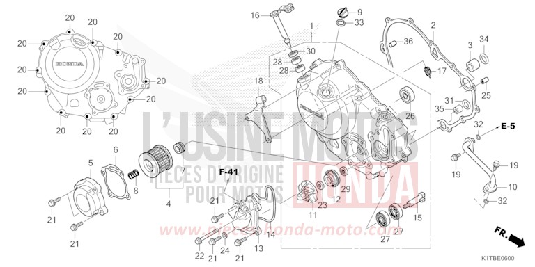 PANNEAU CARTER-MOTEUR D. de CRF300LA EXTREME RED (R292) 2025