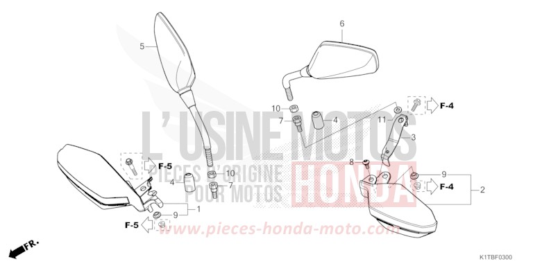 MIROIR/PROTEGE-DOIGTS de CRF300LA EXTREME RED (R292) 2025