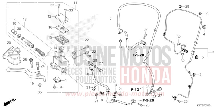 MAITRE-CYLINDRE FREIN AV. (CRF250LA/LRA,300LA/LRA) de CRF300LA EXTREME RED (R292) 2025