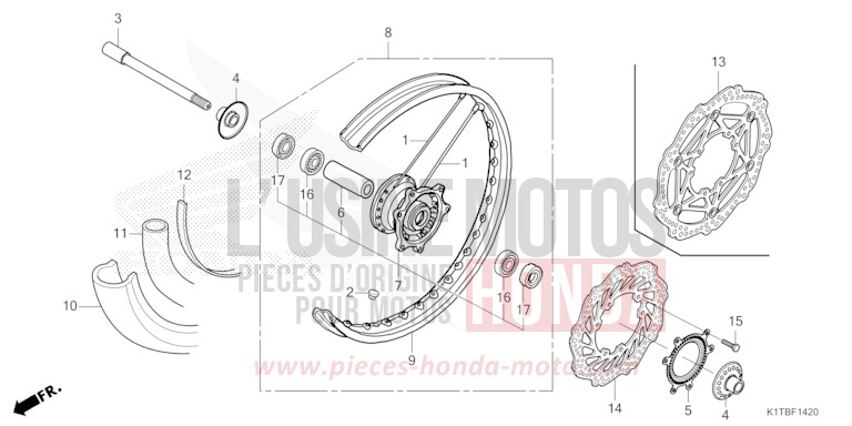 ROUE AVANT de CRF300LA EXTREME RED (R292) 2025
