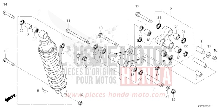 COUSSIN ARRIERE (CRF250LAS/LRAS,CRF300LS/LAS/LRS/LRAS) de CRF300LA EXTREME RED (R292) 2025