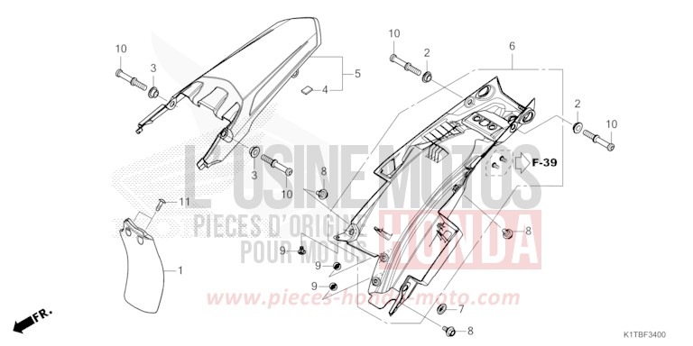 GARDE-BOUE ARRIERE de CRF300LA EXTREME RED (R292) 2025