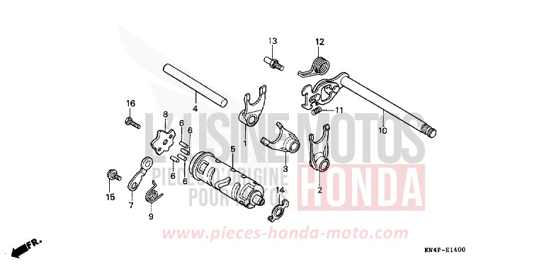 BARILLET DE SELECTION de CRF100F EXTREME RED (R292) de 2004