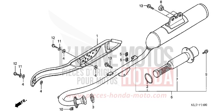 SILENCIEUX D'ECHAPPEMENT de CRF100F EXTREME RED (R292) 2004