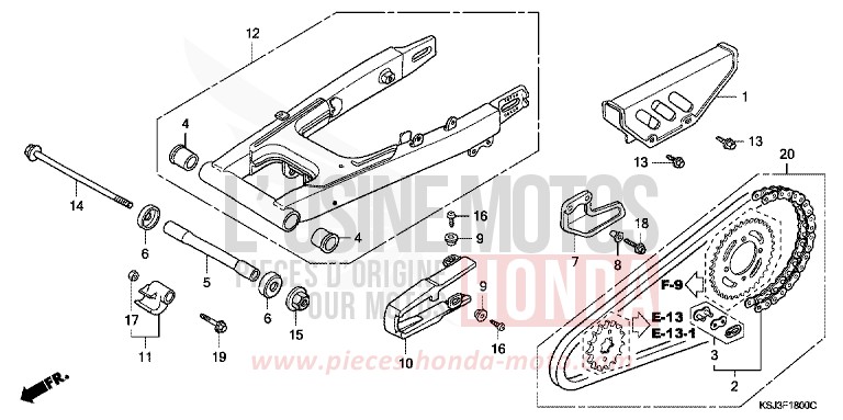 BRAS OSCILLANT de CRF100F EXTREME RED (R292) de 2004