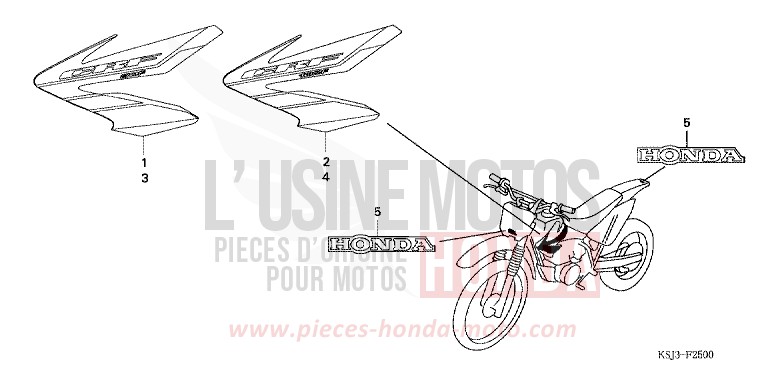 MARQUE (CRF80F4/CRF100F4) de CRF100F EXTREME RED (R292) de 2004