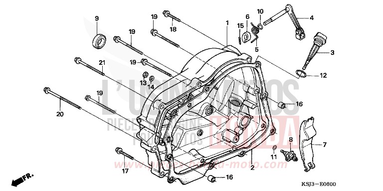 PANNEAU CARTER-MOTEUR D. de CRF100F EXTREME RED (R292) 2005