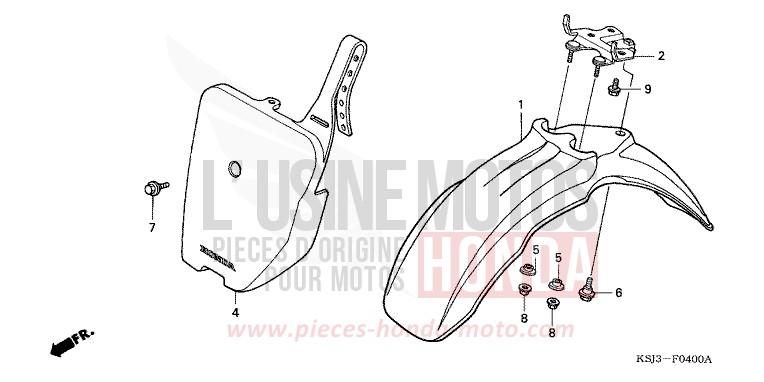 AILE AVANT de CRF100F EXTREME RED (R292) de 2005