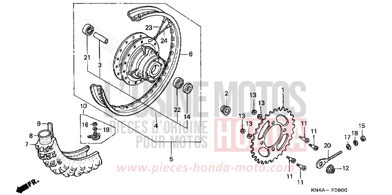 ROUE ARRIERE de CRF100F EXTREME RED (R292) de 2005