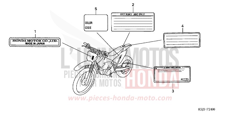 ETIQUETTE DE PRECAUTIONS de CRF100F EXTREME RED (R292) de 2005