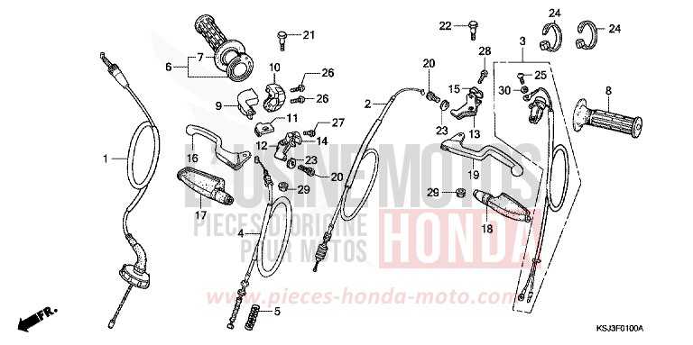 LEVIER DE GUIDON/CABLE de CRF100F EXTREME RED (R292) 2006