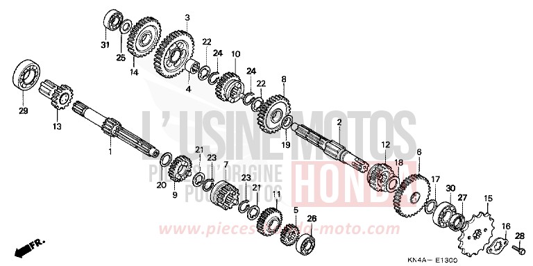 BOITE DE VITESSES (CRF100F) de CRF100F EXTREME RED (R292) de 2007