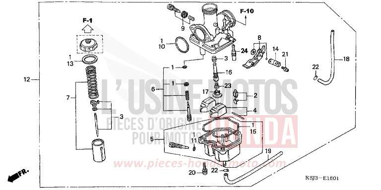 CARBURATEUR (CRF100F) de CRF100F EXTREME RED (R292) de 2007