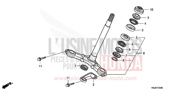 TIGE DE DIRECTION de CRF100F EXTREME RED (R292) de 2009