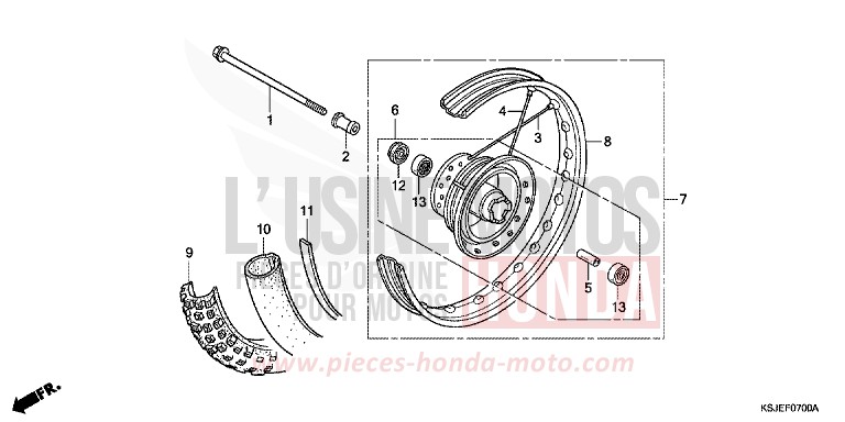 ROUE AVANT de CRF100F EXTREME RED (R292) de 2009